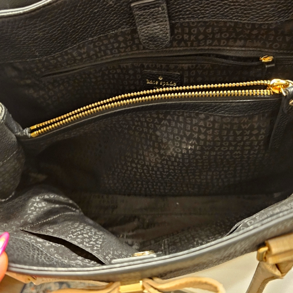Kate Spade Black Tote With Bow Henderson Bow Satchel Classy Style Preppy - Picture 3 of 5